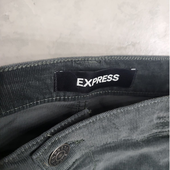 Express Dark Army Green Stretch Corduroy Mid Rise Pant Legging - 18L - Picture 4 of 4